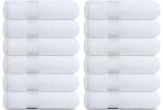 Resort Collection Soft Washcloth Face & Body Towel Set 12 Pack White 12x12 in Luxury Hotel Plush & Absorbent Cotton Washclothes
