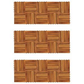 Decking Tiles Vertical Pattern 11.8"x11.8" Acacia Set of 30