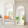 Arched Full Length Mirror with Stand, 71"x32" Aluminum Alloy Body Mirror, Shatter-Proof Glass Made, Free Standing, Leaning