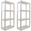 Hyper Tough Garage Shelves, Pack of 2 Plastic Storage Shelving Unit 4 Shelves, White 400 lbs Capacity 56" H x 14" D x 30" W